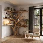 Libreria angolare moderna a forma di albero con ripiani asimmetrici per soggiorno SINLHATB777