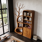 Armadietto Rustico ad Albero con Ripiani Ispirati ai Rami per Sala Lettura SINLHASD541