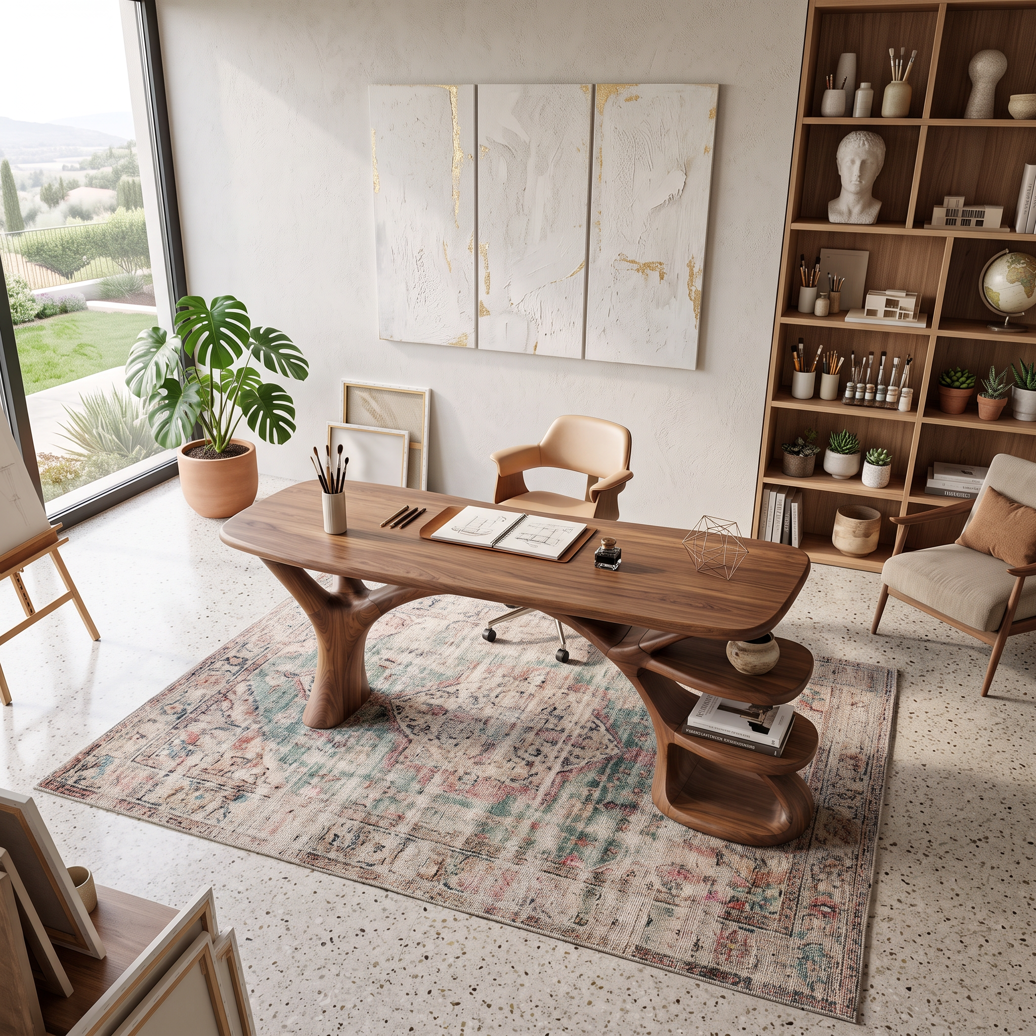 Modern Organic Form Study Desk Bedroom Workspace SILDTTNDE045