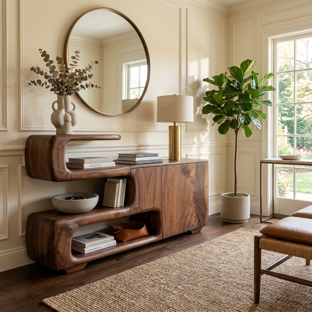 Credenza Organica Con Ripiani E Mobile Per Soggiorno SITHTTSD025