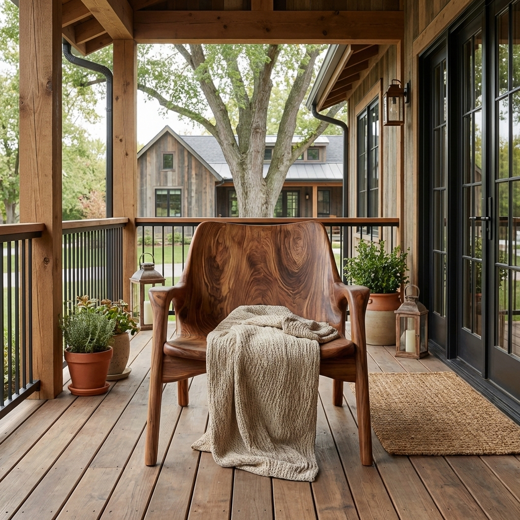 Sedia in legno Mid Century per portico o ingresso RTTHTTACC014