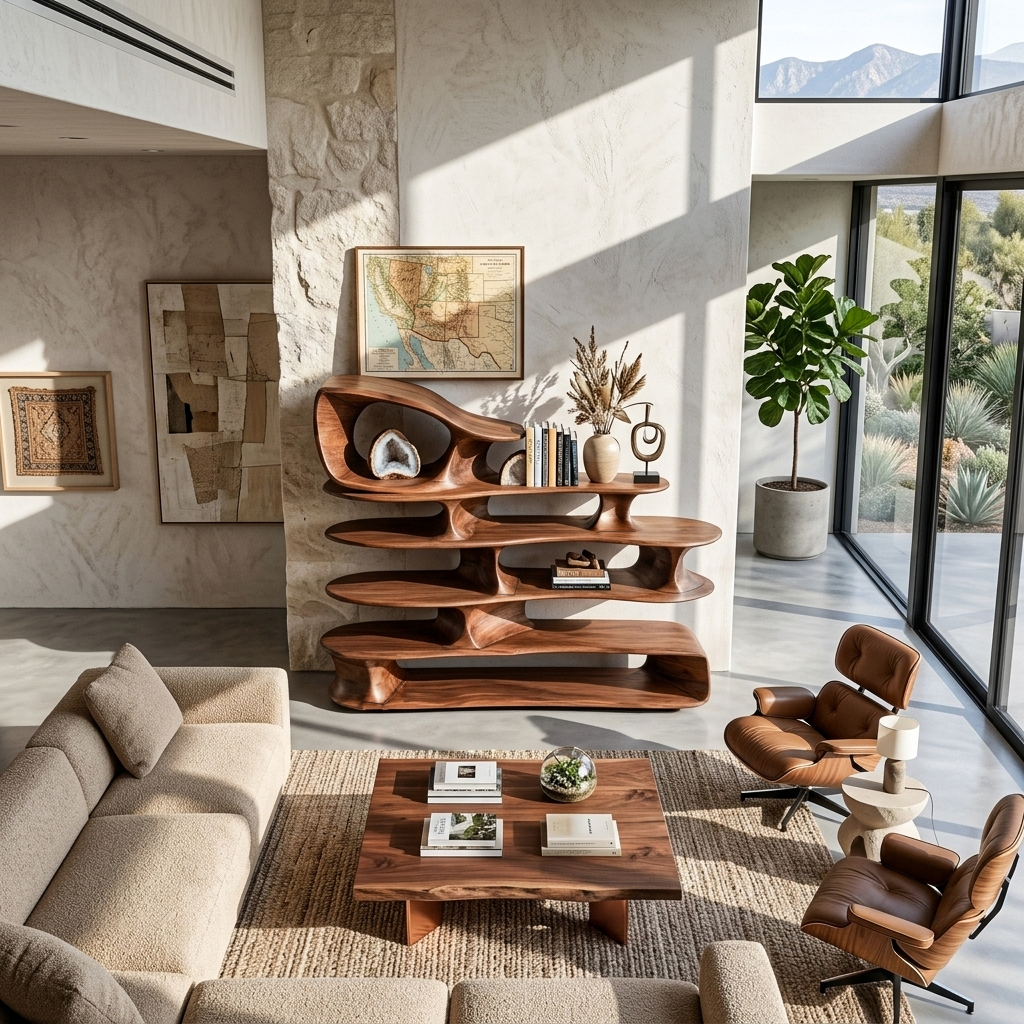 Scaffale moderno scultoreo in piedi per soggiorno SITHTTSS005