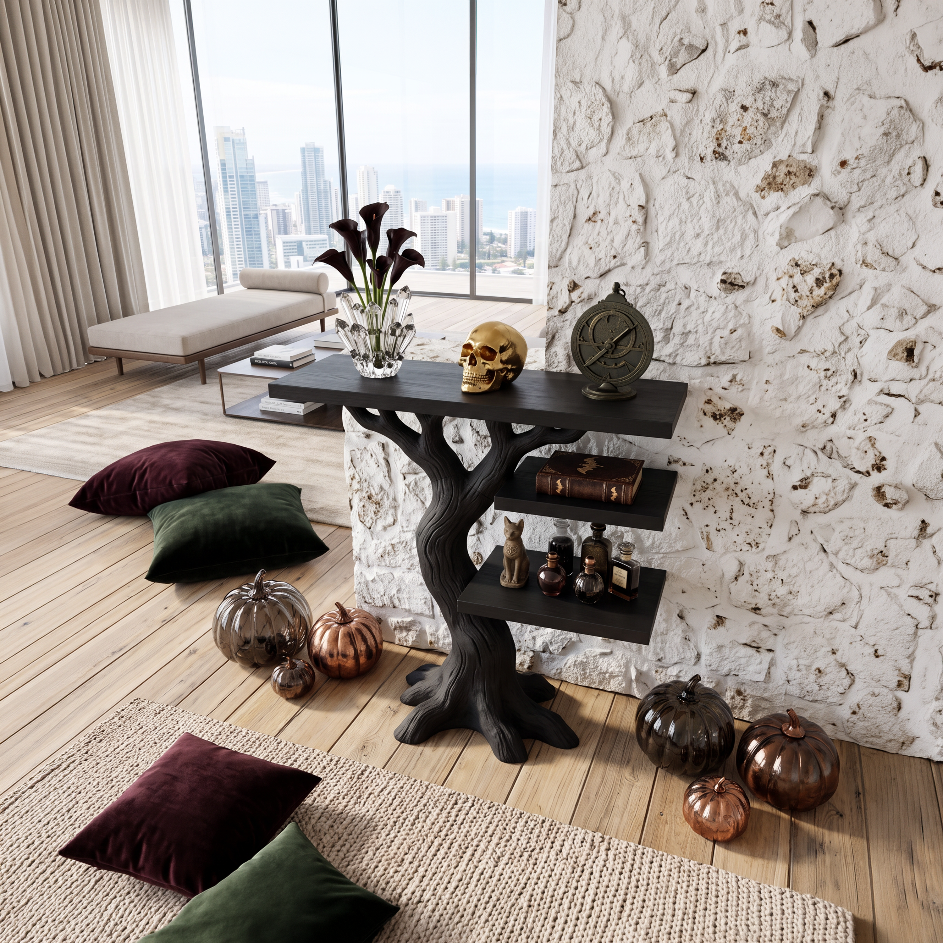 Tavolo Console a Ramo Stile Woodland Contemporaneo Per Decorazioni di Halloween SILDTTNCS157