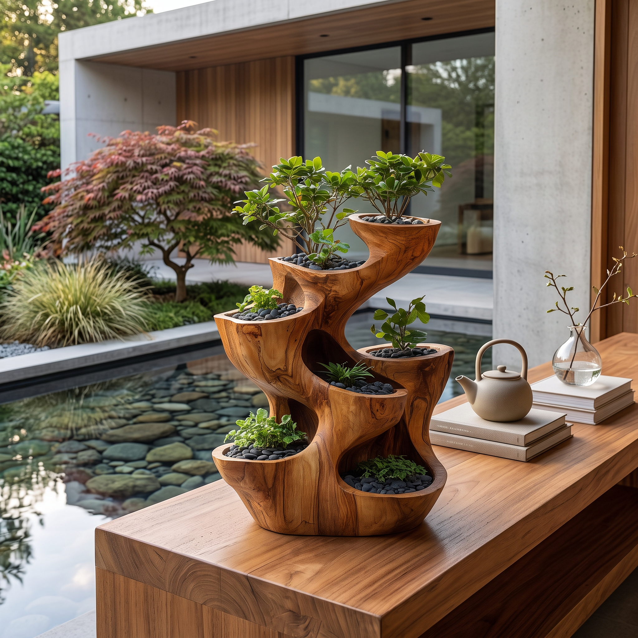 Fioriera a più livelli scultorea organica per decorazioni da giardino RTTHTTPT007