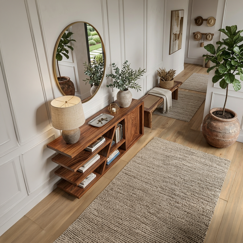 Credenza moderna con ripiani e armadietto per soggiorno SITHTTSD022