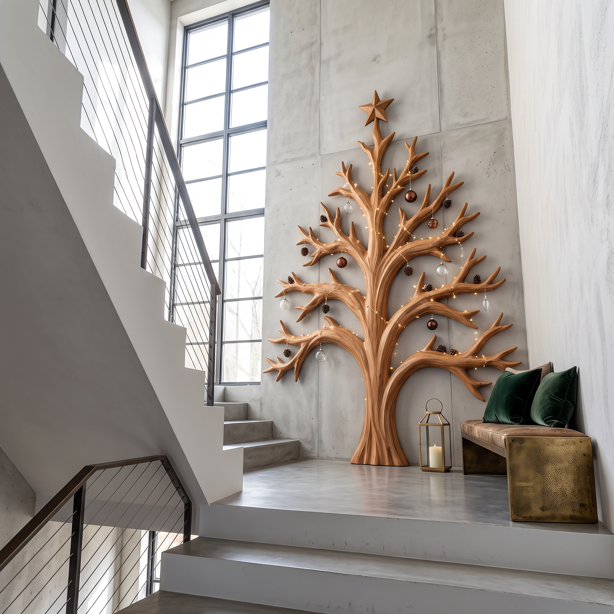Natural Christmas Tree Wall Decor With Twisted Tree Branches For Entryway SINLSAWA141