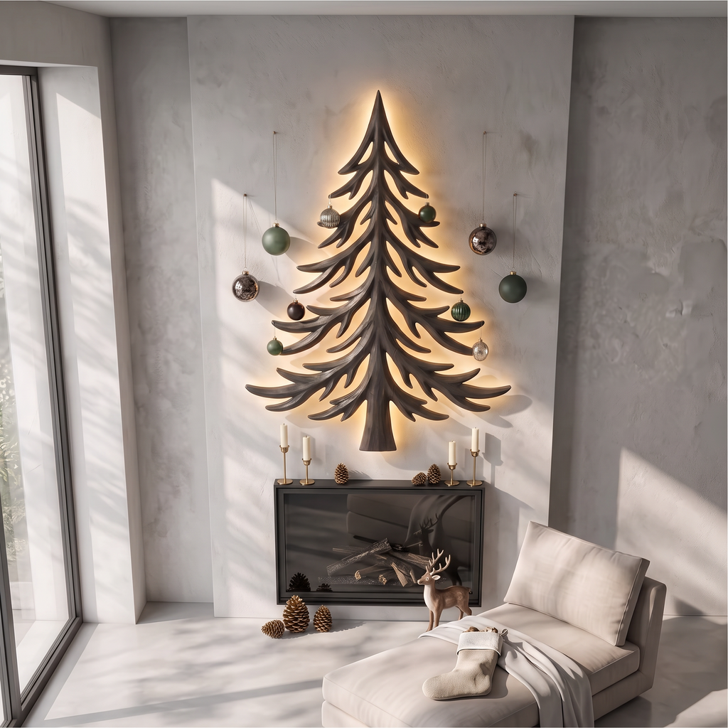 Modern Christmas Holiday Wall Decor With Layered Pine Branch Design For Living Room SINLSAWA143