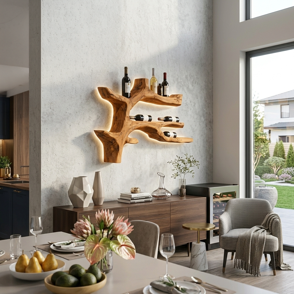 Portabottiglie da parete Modern Branch per la decorazione della sala da pranzo RTTHTTWH007