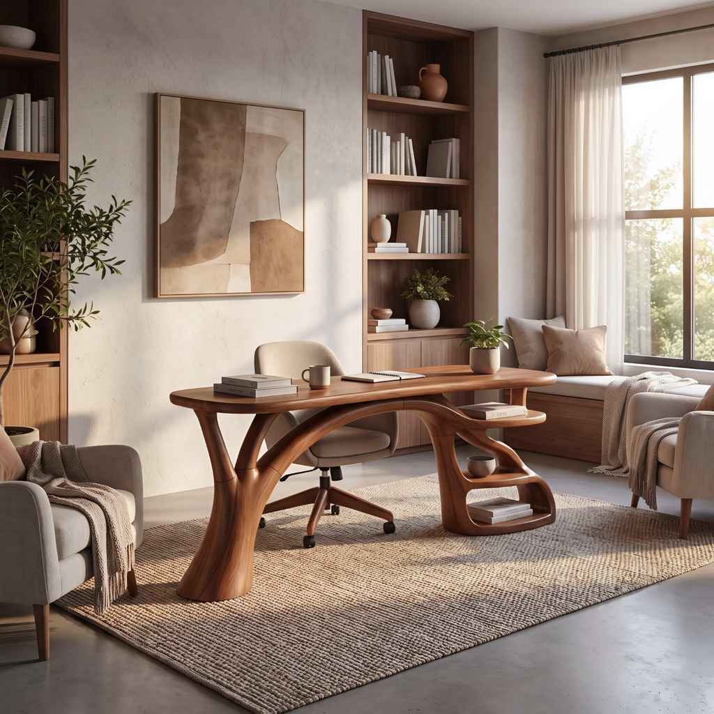 Rustic Curved Leg Writing Desk Home Office SILDTTNDE046