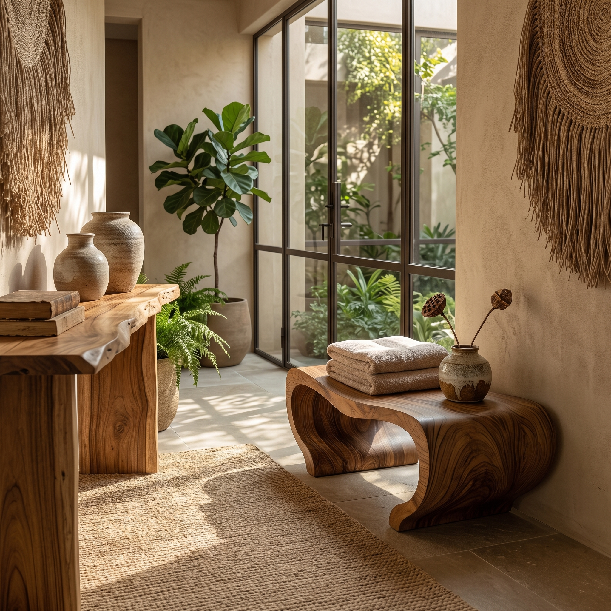 Panca da doccia moderna e organica per decorazioni spa o bagno SITHTTSB007