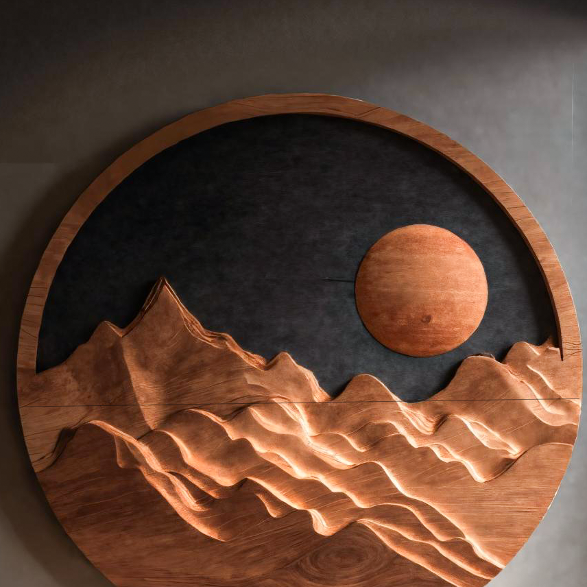 Decorazione da parete con sole e montagna artistici per casa moderna RTTHTTWA068