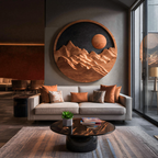 Decorazione da parete con sole e montagna artistici per casa moderna RTTHTTWA068
