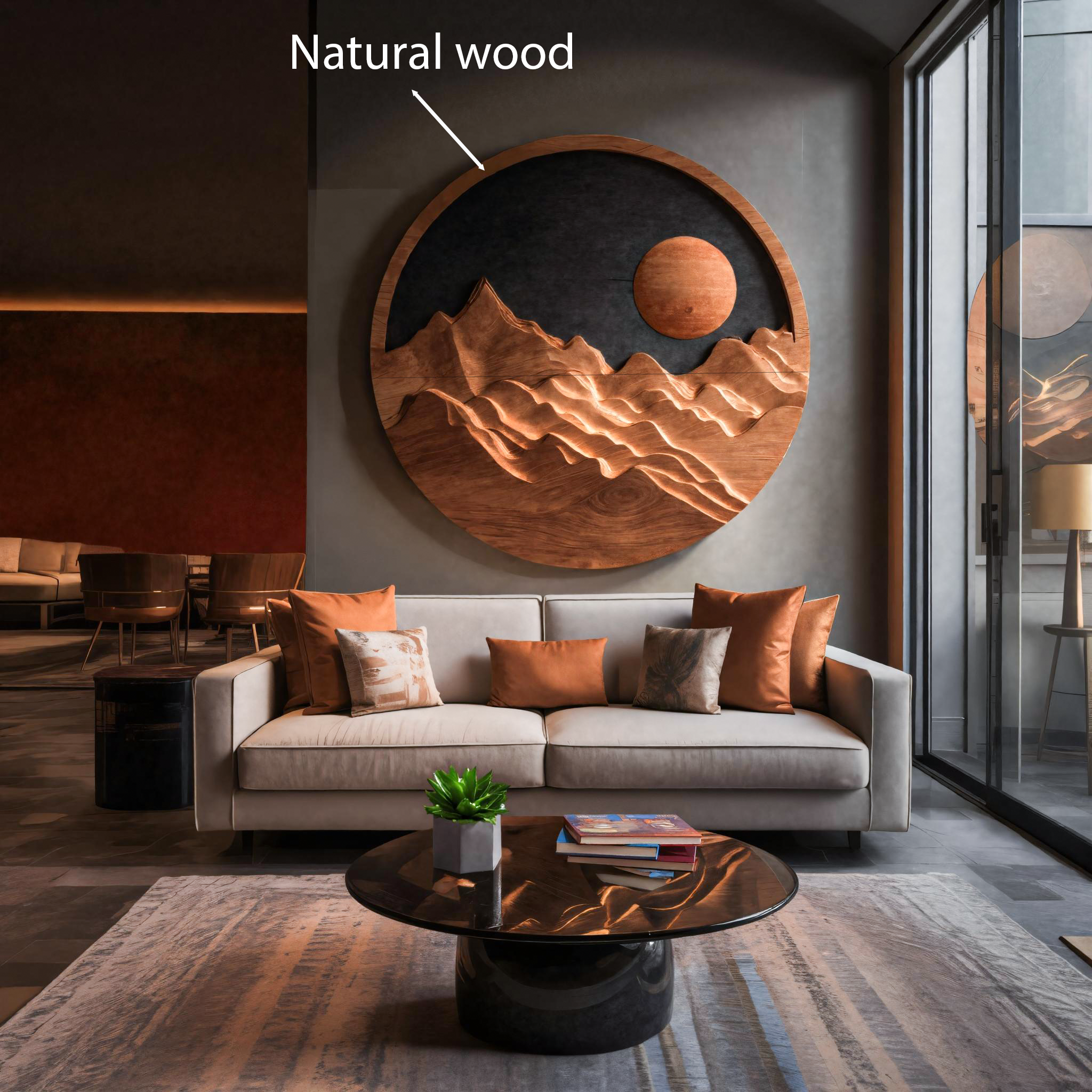 Decorazione da parete con sole e montagna artistici per casa moderna RTTHTTWA068