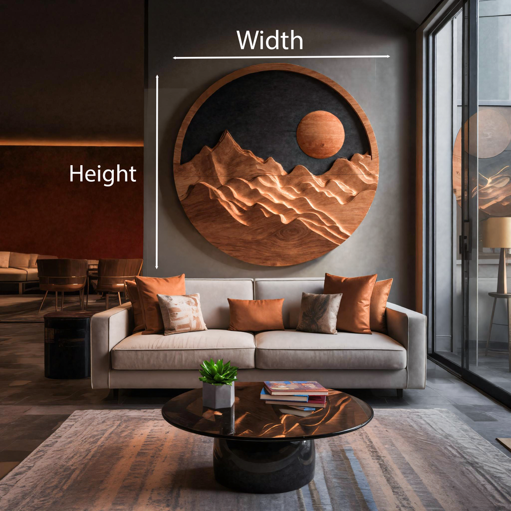 Decorazione da parete con sole e montagna artistici per casa moderna RTTHTTWA068
