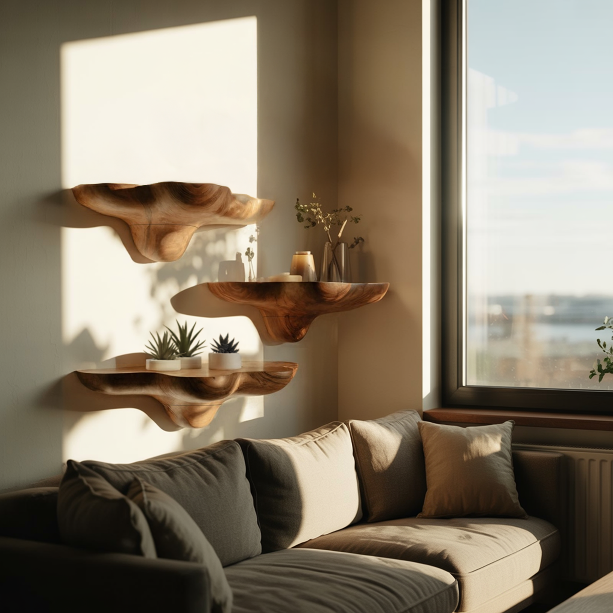 Mensola a Fungo in Legno Massello Mid Century per Arredamento Elegante SILDTTNMR016