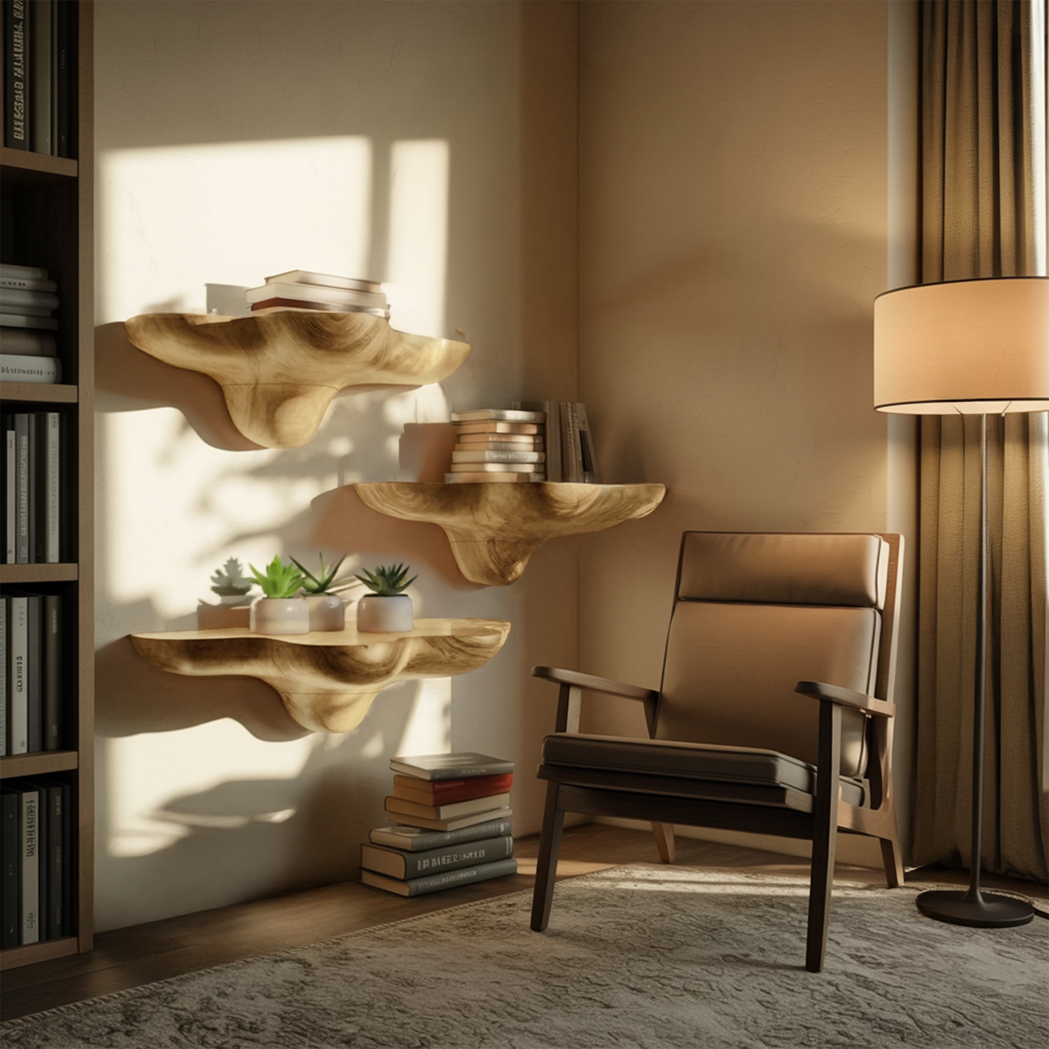 Mensola a Fungo in Legno Massello Mid Century per Arredamento Elegante SILDTTNMR016