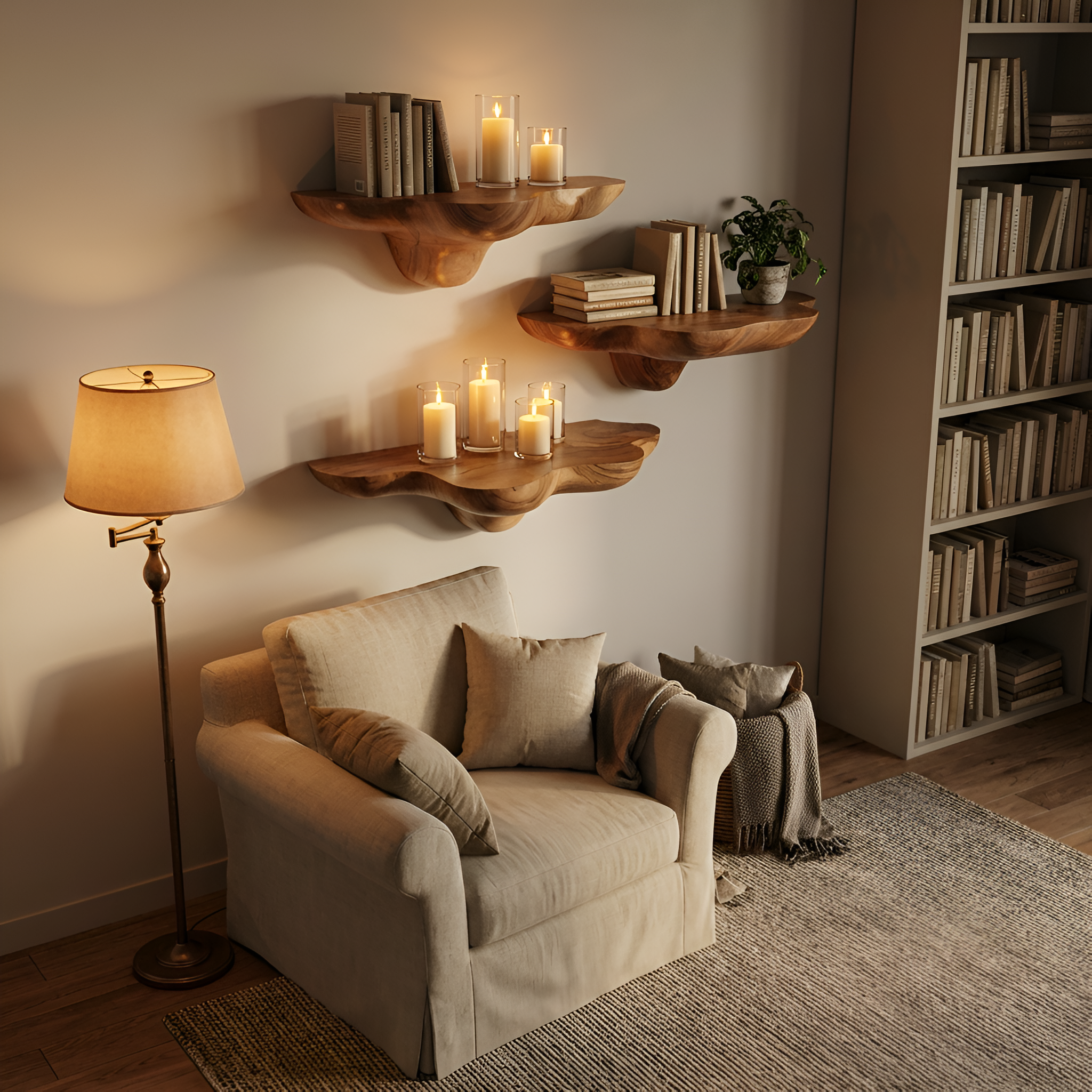 Mensola a Fungo in Legno Massello Mid Century per Arredamento Elegante SILDTTNMR016