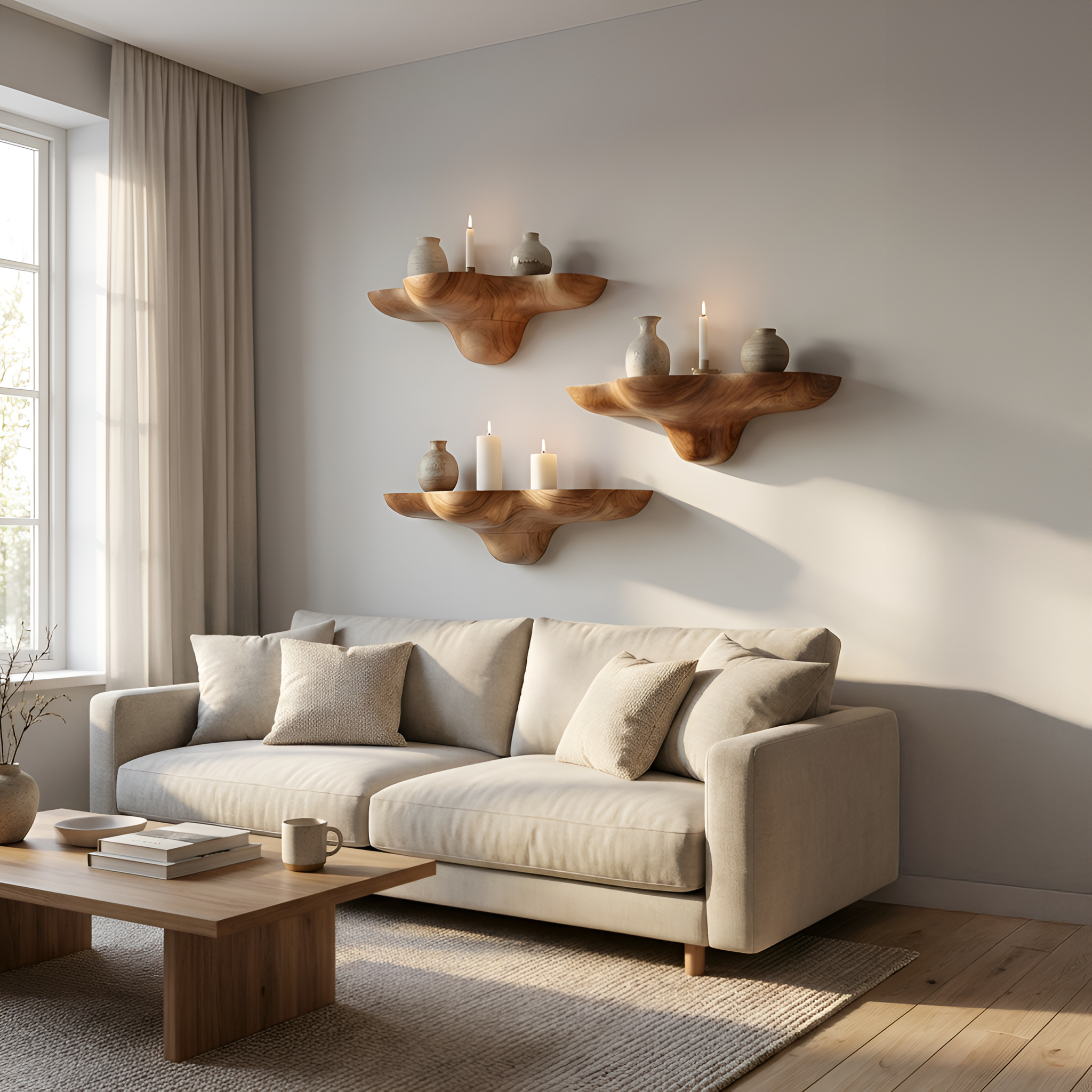Mensola a Fungo in Legno Massello Mid Century per Arredamento Elegante SILDTTNMR016