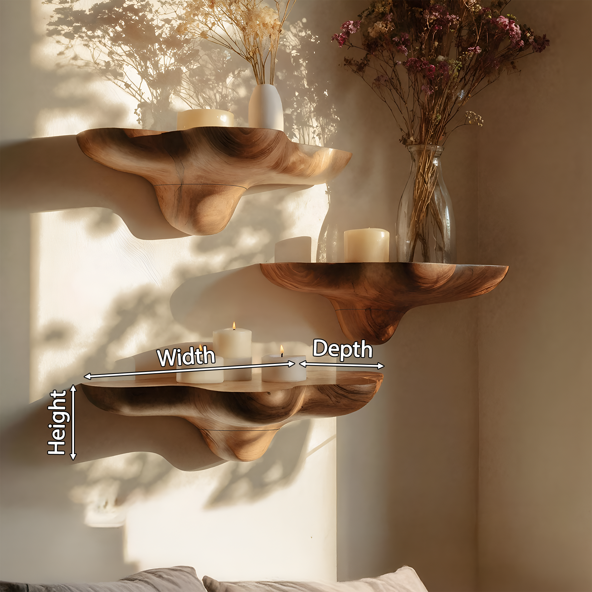Mensola a Fungo in Legno Massello Mid Century per Arredamento Elegante SILDTTNMR016