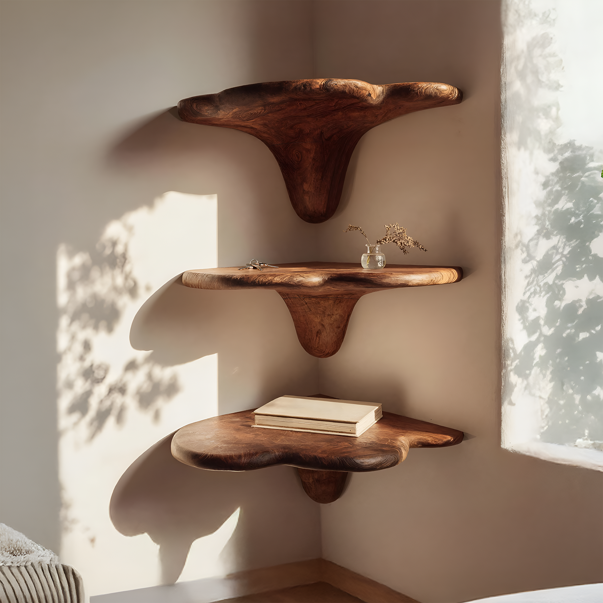 Mensola a fungo in legno massello per soggiorno Design mobili SILDTTNCMS022