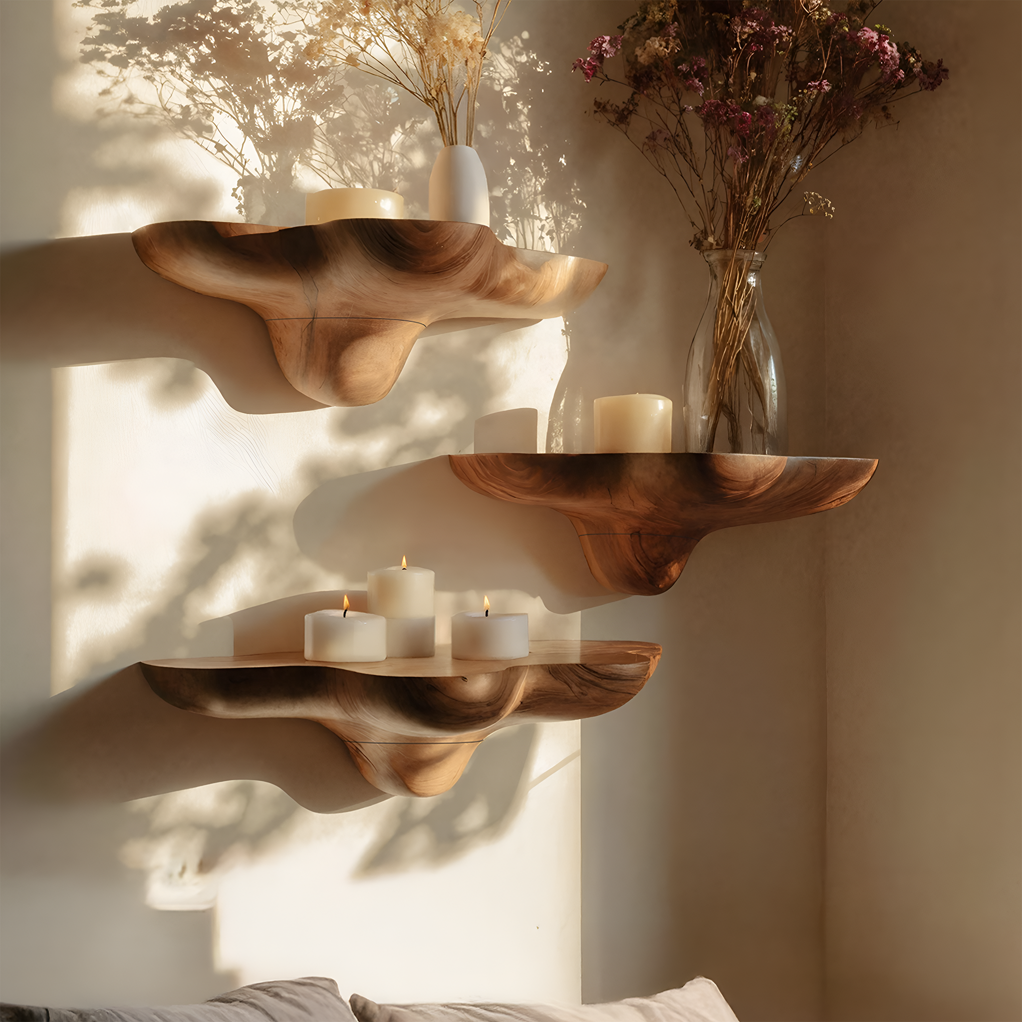 Mensola a Fungo in Legno Massello Mid Century per Arredamento Elegante SILDTTNMR016