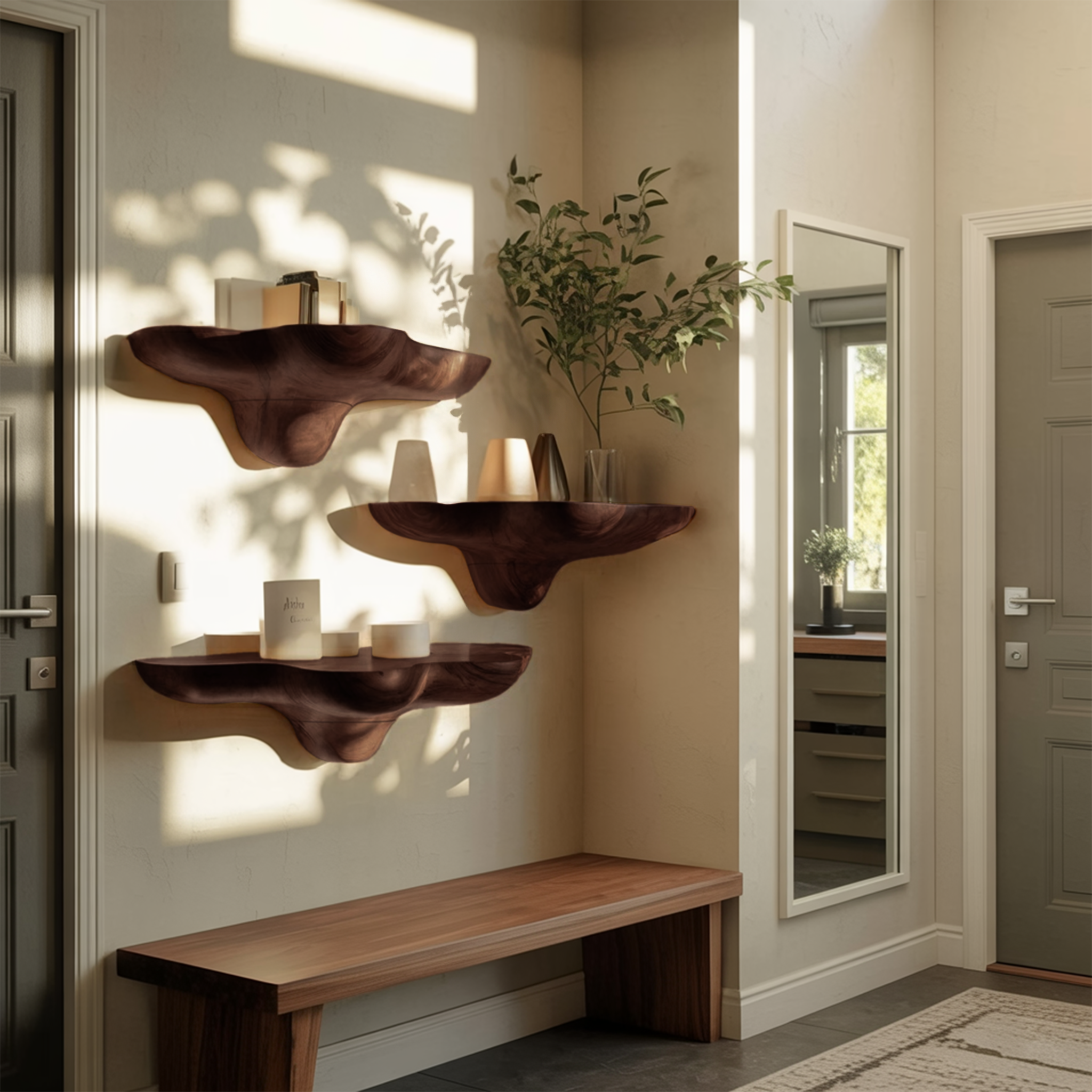 Mensola a Fungo in Legno Massello Mid Century per Arredamento Elegante SILDTTNMR016