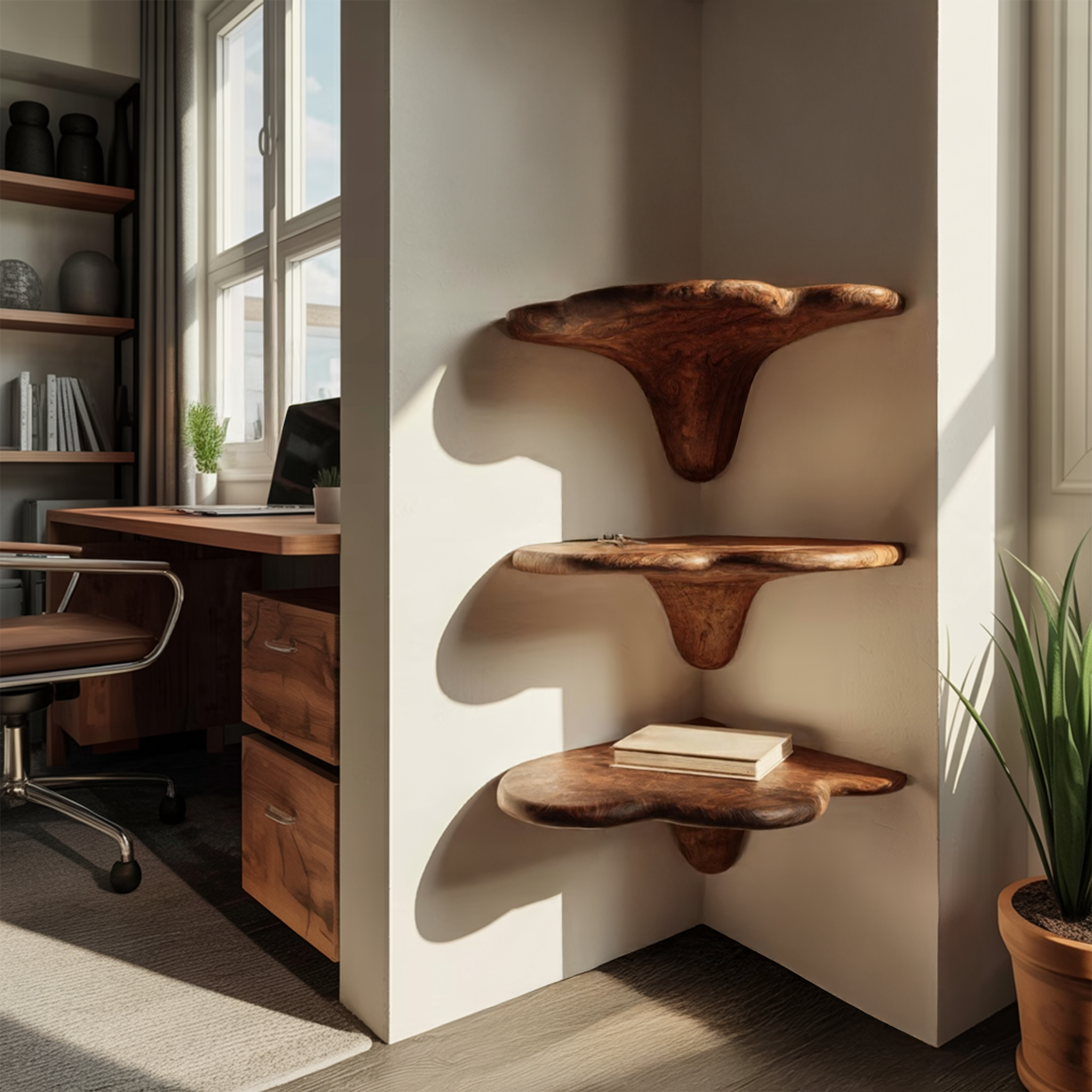 Mensola a fungo in legno massello per soggiorno Design mobili SILDTTNCMS022