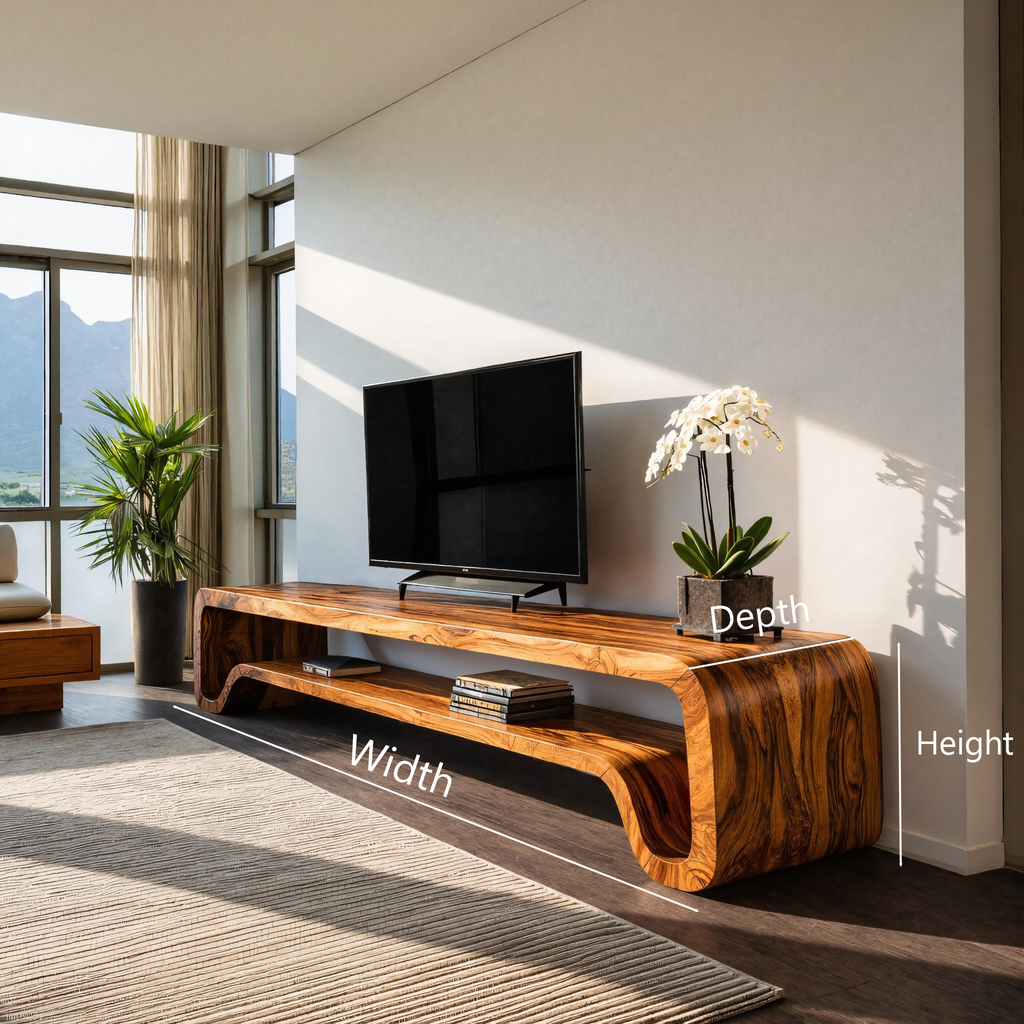 Mobile TV moderno scultoreo in legno per soggiorno RTTHTTTVC068