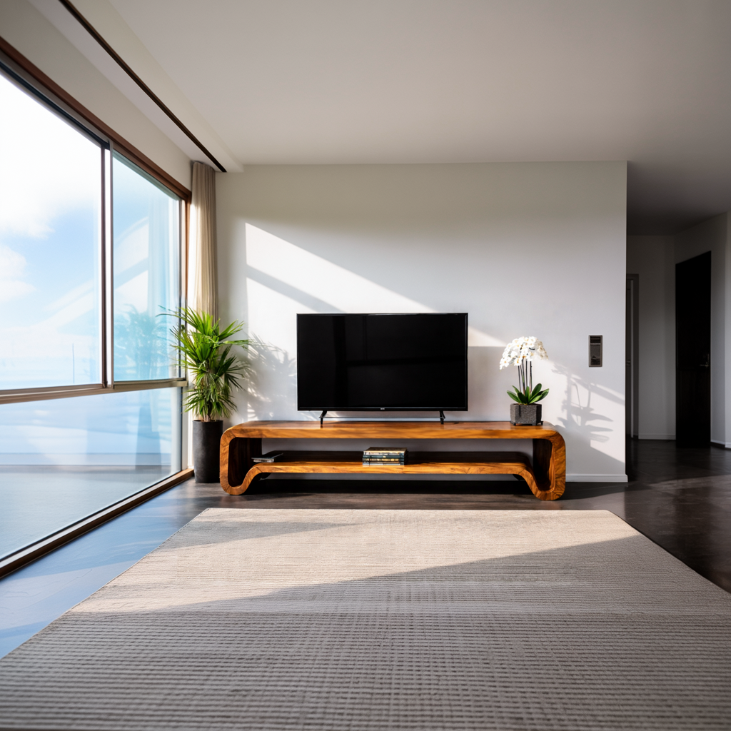 Mobile TV moderno scultoreo in legno per soggiorno RTTHTTTVC068