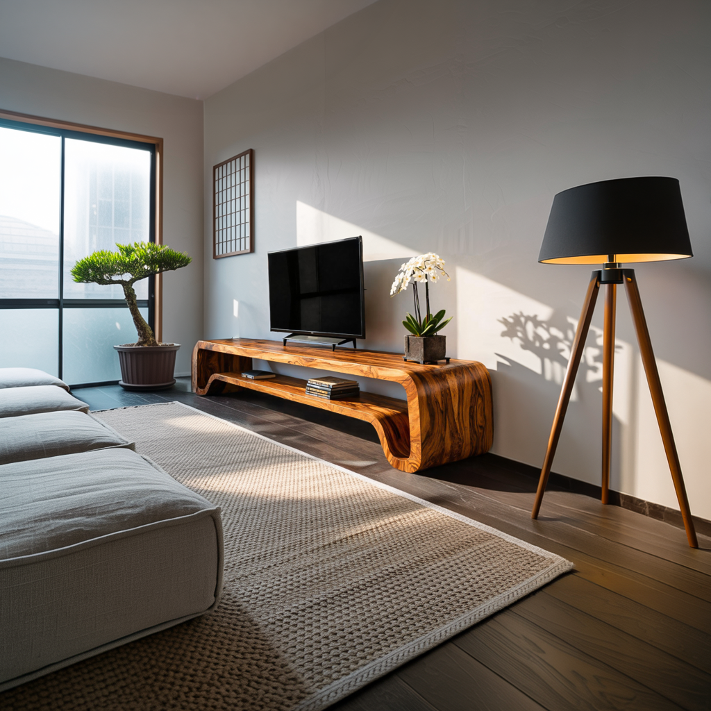 Mobile TV moderno scultoreo in legno per soggiorno RTTHTTTVC068