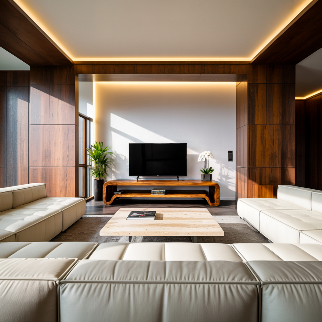 Mobile TV moderno scultoreo in legno per soggiorno RTTHTTTVC068