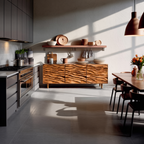 Credenza Moderna in Legno con Ante a Onde Intagliate per Soggiorni Contemporanei RTTHTTSD043