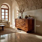 Credenza in Legno Intaglio Onda 3D Per Cucina RTTHTTSD058