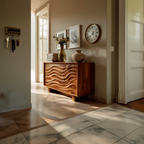 Credenza in Legno Intaglio Onda 3D Per Cucina RTTHTTSD058