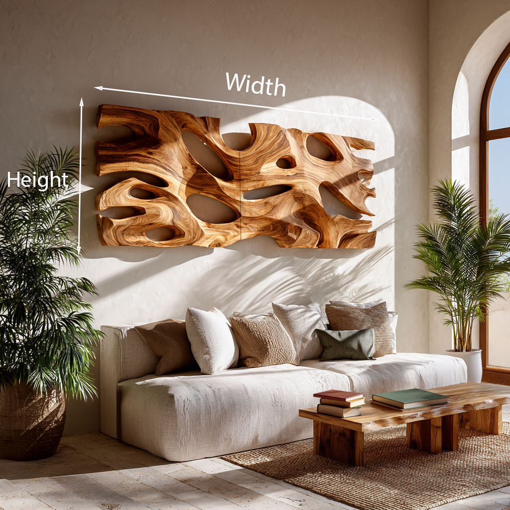 Arte da Parete Scultorea Moderna in Legno per l'Arredamento del Soggiorno RTTHTTWA087