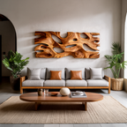 Arte da Parete Scultorea Moderna in Legno per l'Arredamento del Soggiorno RTTHTTWA087