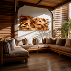 Arte da Parete Scultorea Moderna in Legno per l'Arredamento del Soggiorno RTTHTTWA087