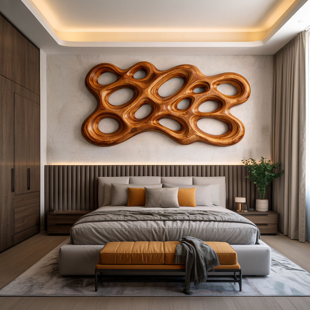 Arte da parete in legno organico per interni minimalisti RTTHTTWA102