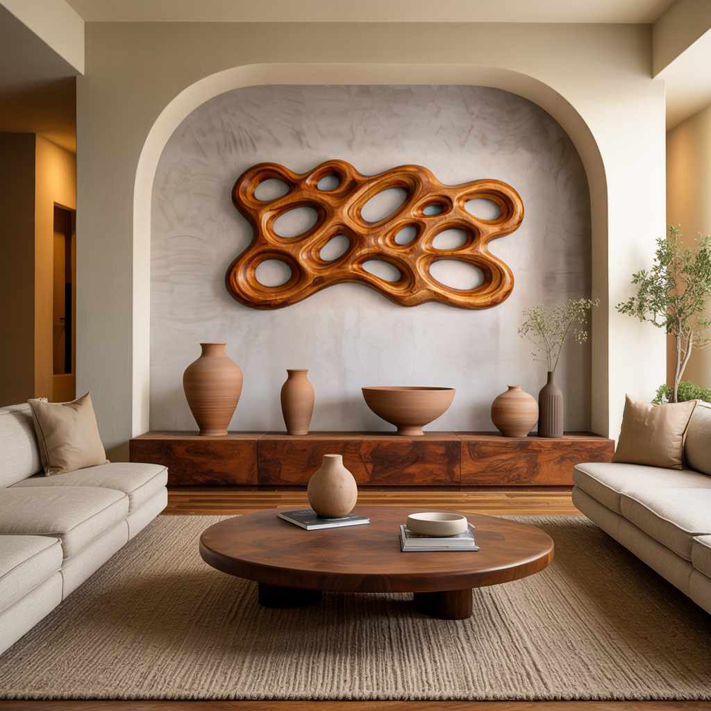 Arte da parete in legno organico per interni minimalisti RTTHTTWA102