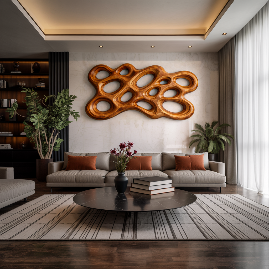 Arte da parete in legno organico per interni minimalisti RTTHTTWA102