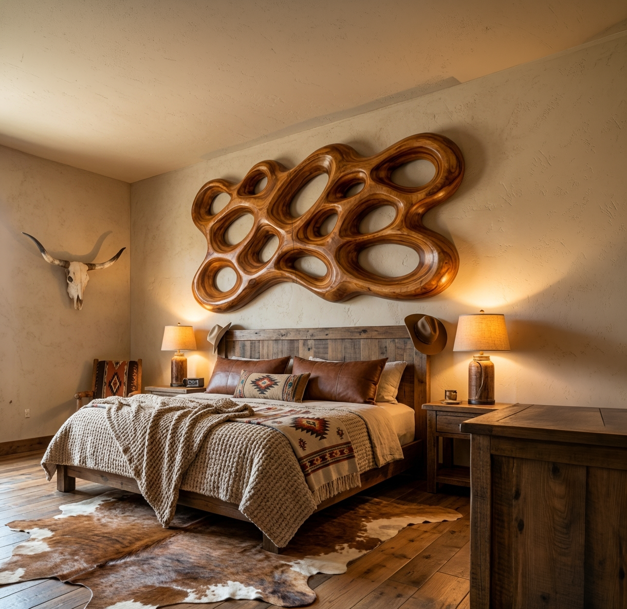 Arte da parete in legno organico per interni minimalisti RTTHTTWA102