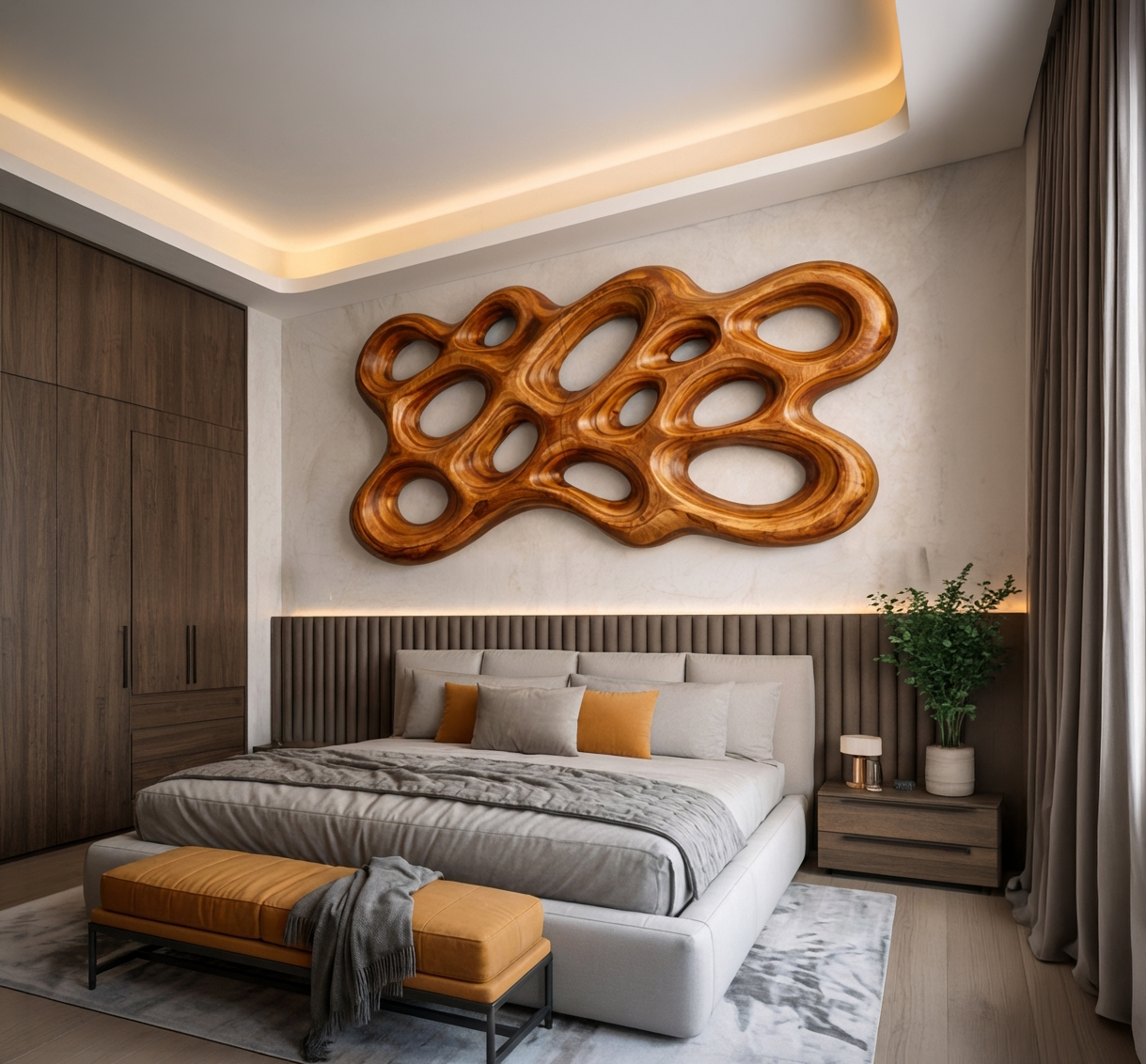 Arte da parete in legno organico per interni minimalisti RTTHTTWA102