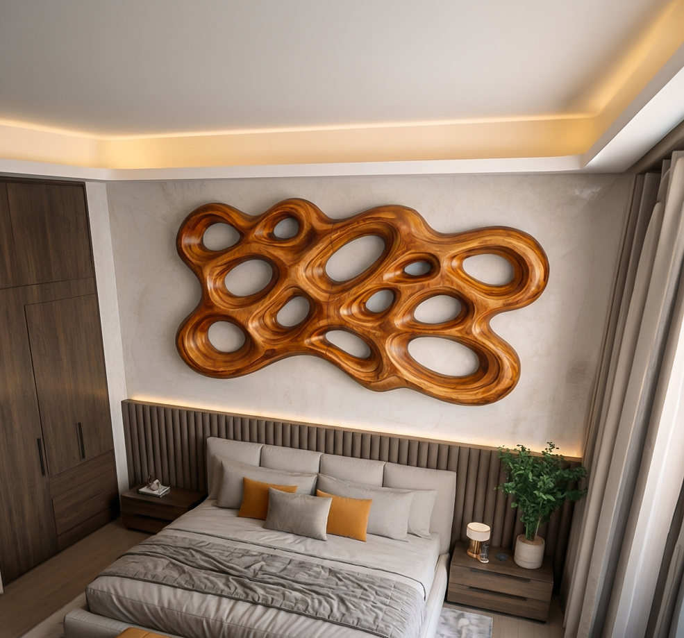 Arte da parete in legno organico per interni minimalisti RTTHTTWA102