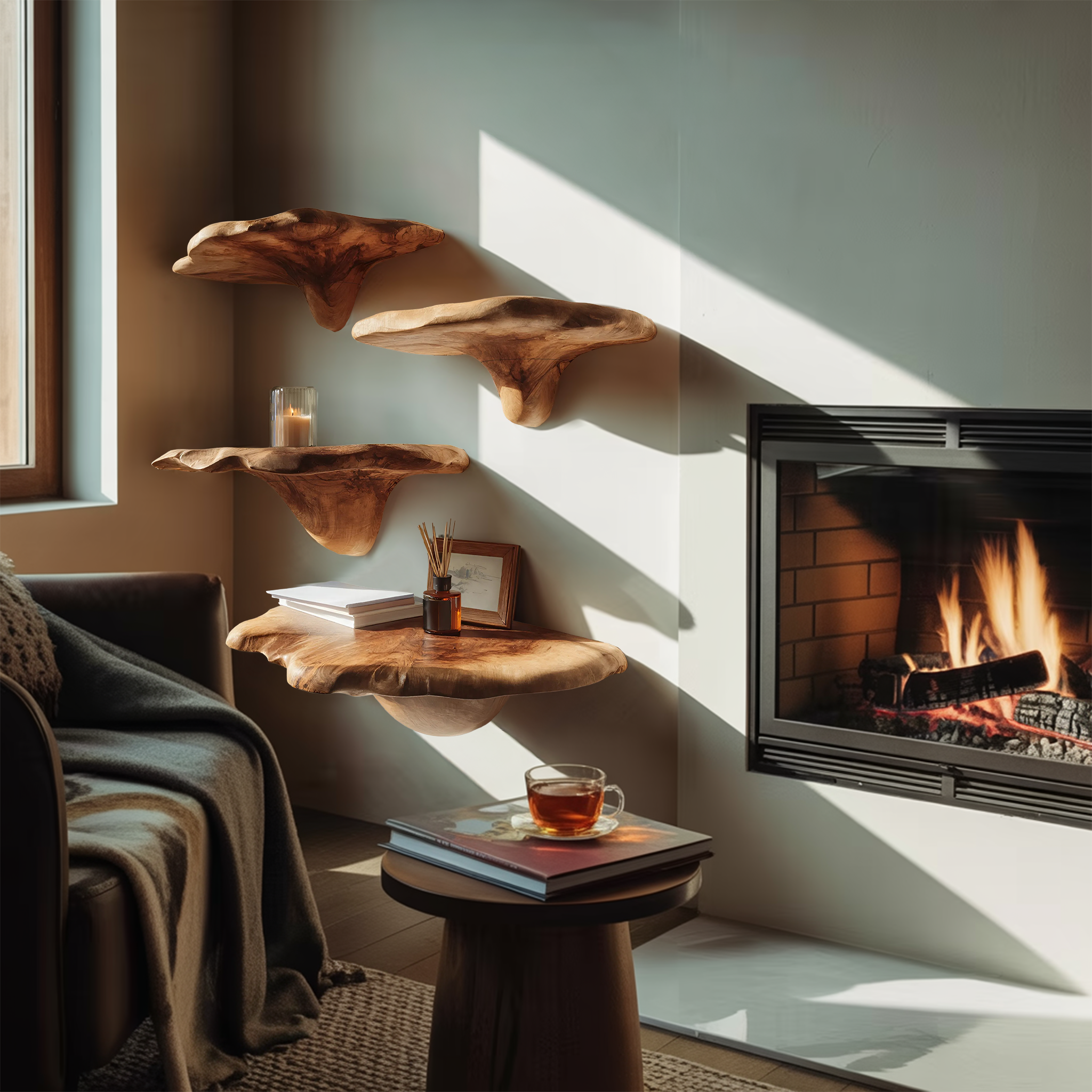 Scaffale a mensola a fungo Mid Century con bordo irregolare per arredamento di design SILDTTNMR003