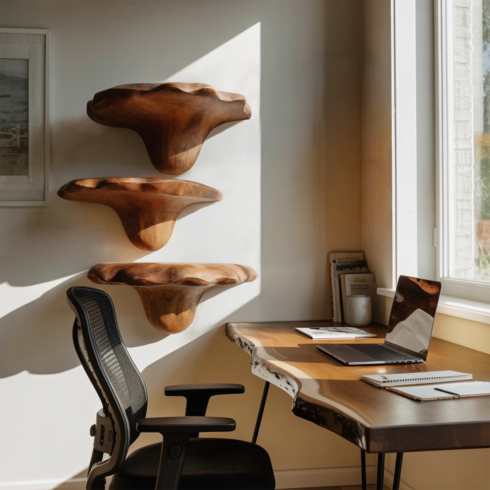 Mensola a Fungo in Legno Mid-Century per Decorazione Soggiorno e Camera da Letto SILDTTNMR001