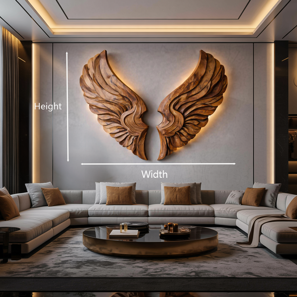 Arte murale ad ala in legno fatta a mano per l'arredamento d'interni moderno RTTHTTWA078