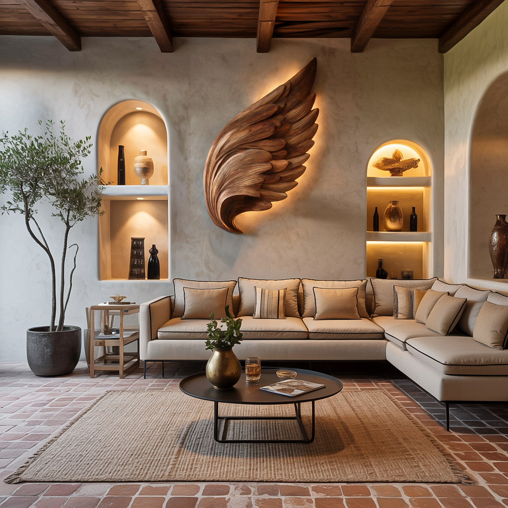 Scultura murale Organic Wing per arredamento d'interni di lusso RTTHTTWA081