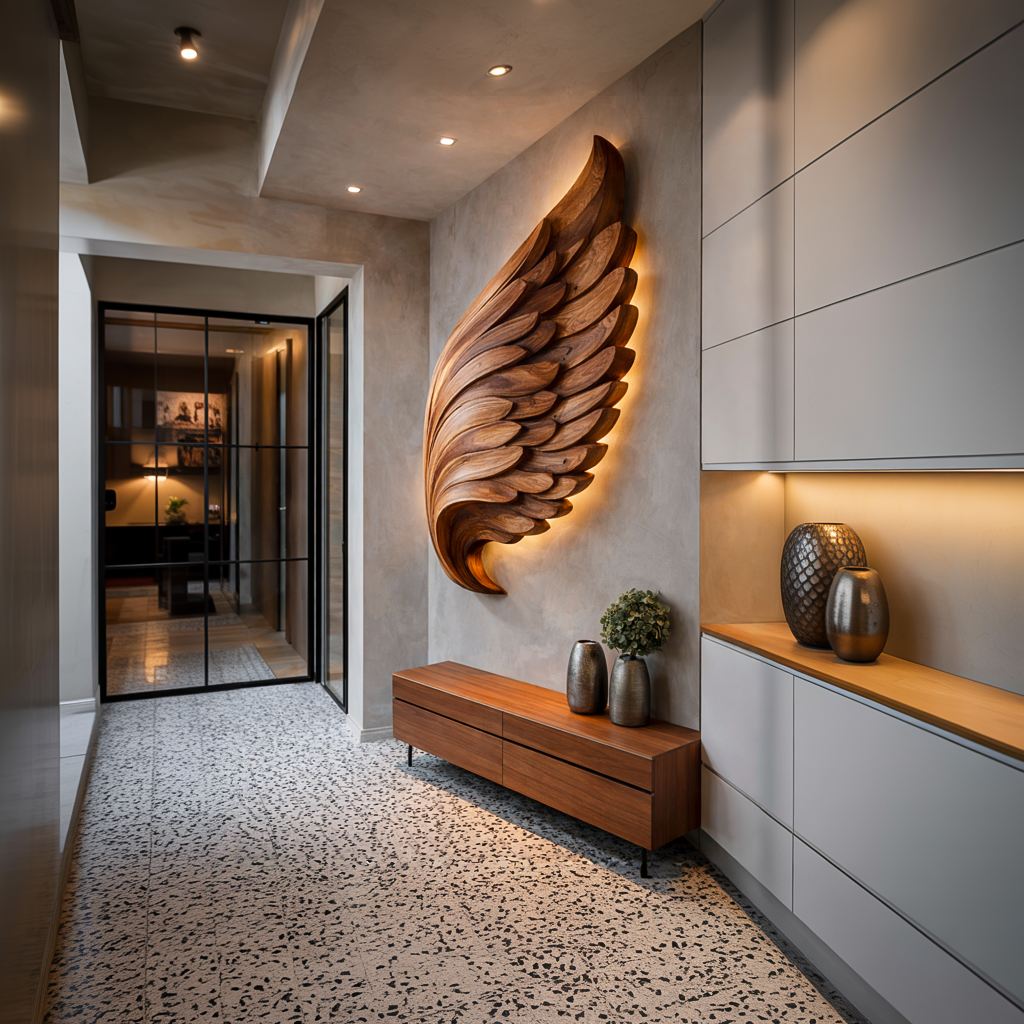 Scultura murale Organic Wing per arredamento d'interni di lusso RTTHTTWA081