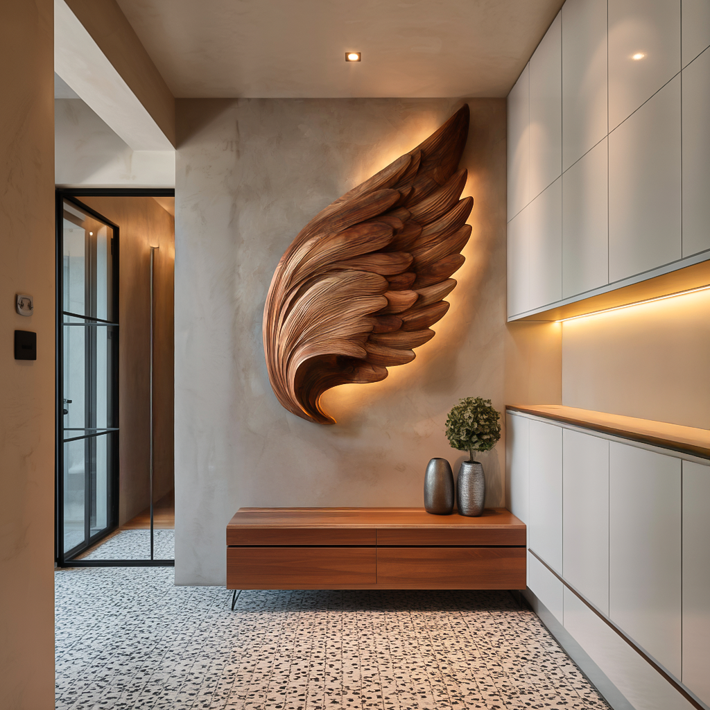 Scultura murale Organic Wing per arredamento d'interni di lusso RTTHTTWA081
