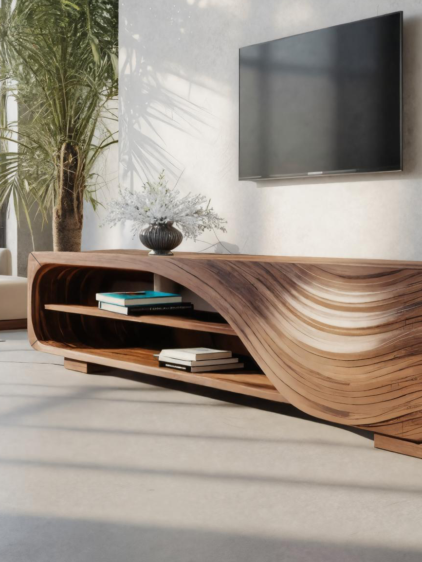Mobile TV moderno con design a onda scolpita per soggiorno SITHTTTVC019